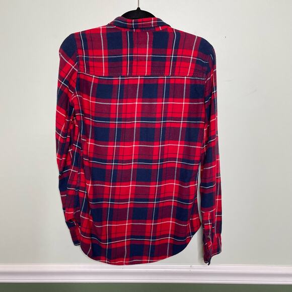 Abercrombie & Fitch Button Up Shirt Plaid Collared Red Country Farm Workwear M - Picture 2 of 10